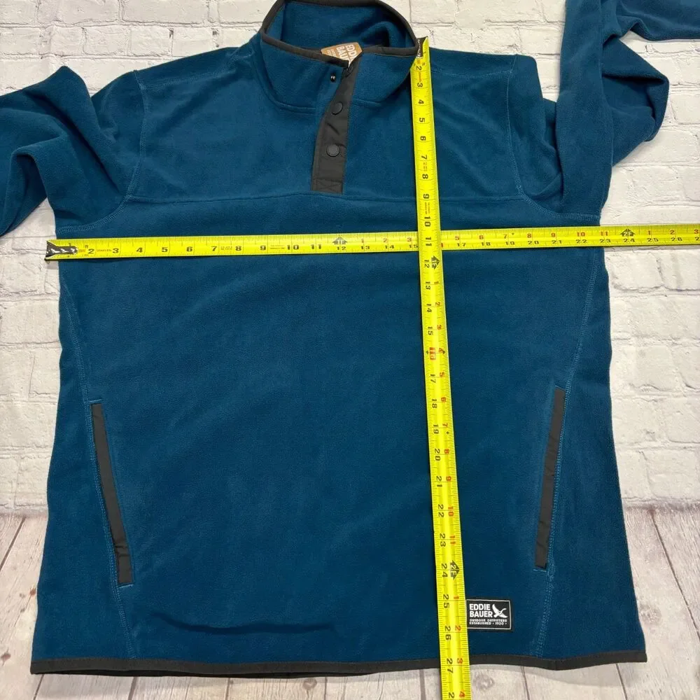 NWT Eddie Bauer Men Chutes Snap Mock Fleece Pullover Size Medium FA25 C132 -19